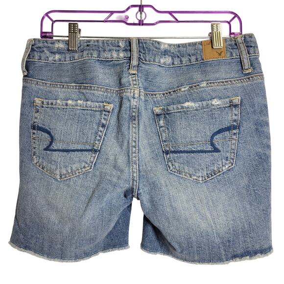 American Eagle Denim blue Shorts Cut-Off Distressed Frayed Hem Womens size 4 - Picture 2 of 5